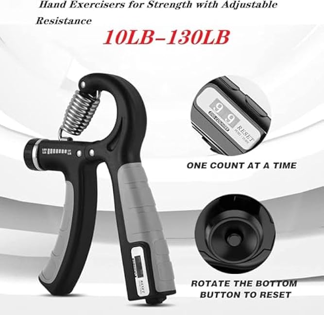 Hand Strengthener Grip 2 Pack, Hand Exercisers for Strength with Adjustable Resistance 10-130 Lbs,Hand Grip,Grip Strength Trainer for Muscle Building and Injury Recover