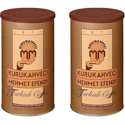 KURUKAHVECI MEHMET EFENDI Turkish Coffee, 100% Arabica, Finely Roasted Ground Coffee for Cezve, Rich Aroma, Medium, Authentic Turkish Coffee Tradition Since 1871, 17.6 OZ / 500 Gr, Pack of 2