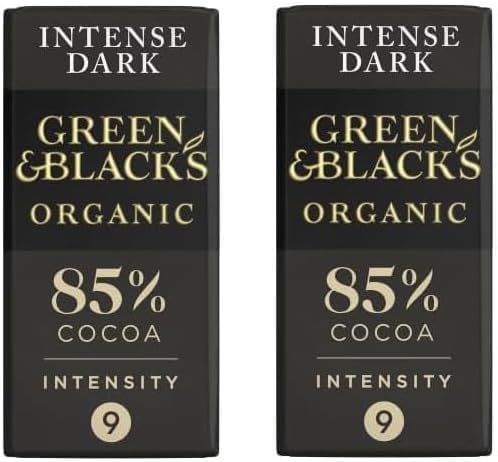 2 x Green & Black's Organic 85% Dark Chocolate Bar 90g - Richer and Creamier Taste (Original Milk Chocolate)