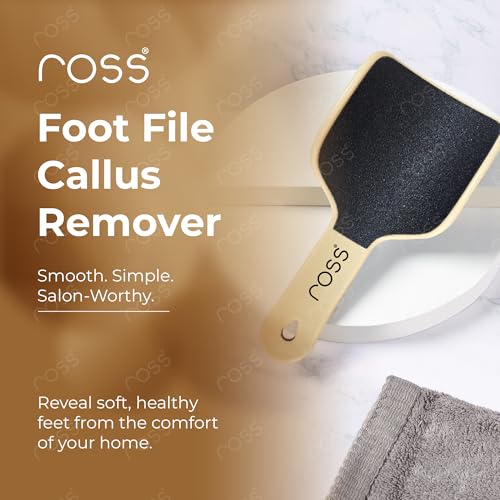 Image of Ross Curved Foot File Scrubber - Wide Surface Callus Remover for Cracked Heels & Dead Skin | Pedicure Tool with Anti-Slip Handle & Hanging Loop | Professional Foot Care for Smooth Feet (Beige)
