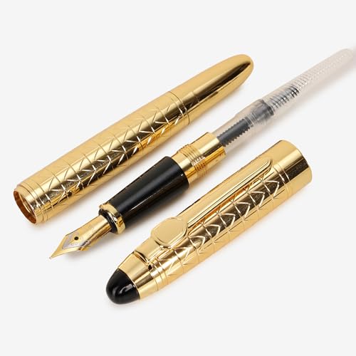 Image of 20641 Luxury Fountain Pen Golden Crafted Design Metal Body Iridium Nib with Ink Converter, Pen for Men & Women with High End Gift Box. (FINE NIB)