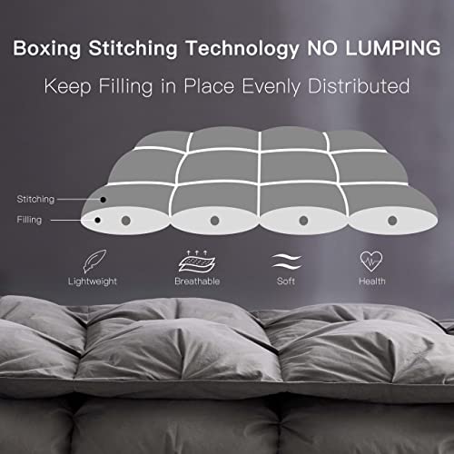 Alanzimo Pinch Pleat Goose Down Comforter California King Size, Ultra Soft Cotton-Poly Blend Cover, All-Season Medium Warm Duvet Insert, Luxury Noiseless 100% Down-Proof 750 Fill Power With 8 Tabs #TOP1