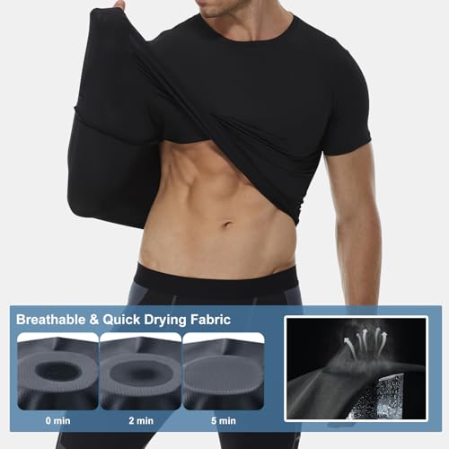 2 Pack Men's Sun Protection Shirts UPF 50+ Rash Guard Quick Dry Swim T-Shirt Long/Short Sleeve for Running Fishing2