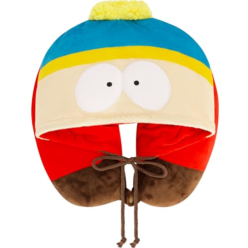South Park Hooded Neck Pillow, Eric Cartman Memory Foam Travel Accessories for Airplane, Car, and Office, Comfortable and Breathable, Red