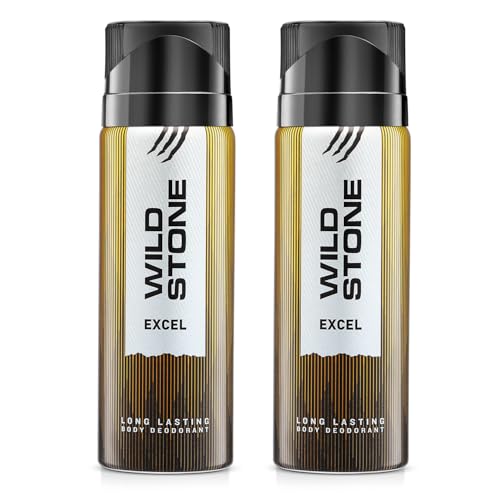 Wild Stone Excel Deodorant for Men, Pack Of 2 (200ml Each) | Best Deo for Office | A Long-Lasting Body Spray for Men | Excel Body Spray with Woody Fragrance