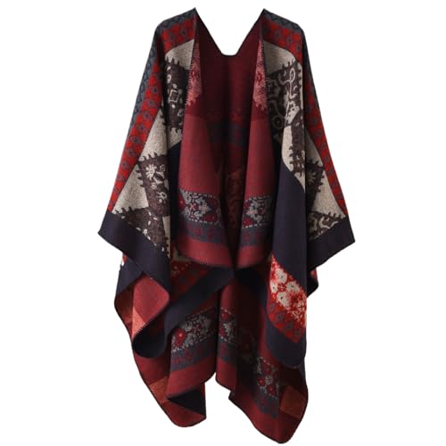 Poncho ethnique réversible pour rester au chaud tout l'hiver