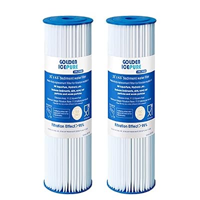 GOLDEN ICEPURE 5 Micron 20" x 4.5" Whole House Sediment Pleated Water Filter Compatible for ECP5-BB, AP810-2, HDC3001, SPC-45-1005, CP5-BB, ECP1-20BB, 2PACK