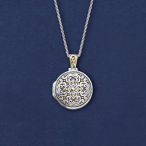 Ross-Simons Two-Tone Sterling Silver Bali-Style Locket Necklace. 18 inches4