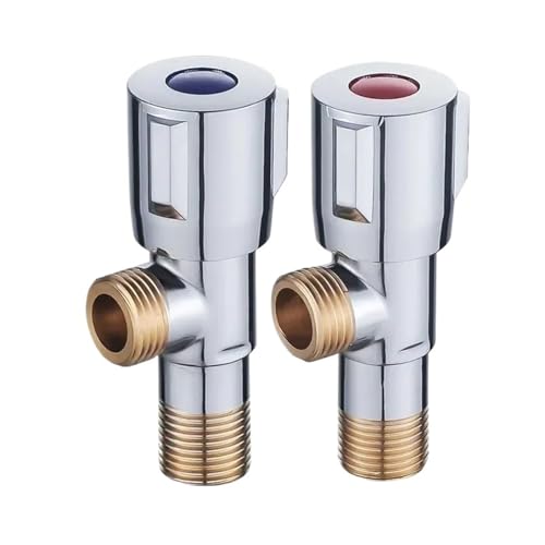Llave De Escuadra Válvula de parada ángulo cobre for fregadero baño, cocina, grifo apertura rápida agua fría y caliente, 1/2 para Fregadero(Blue)