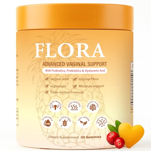 RTQSU Flora Plus Probiotic Gummies for Women Vaginal Support Probiotics Gummies Ph Balance Promote Healthy Vaginal Odor & Flora Pineapple 60 Count(1)