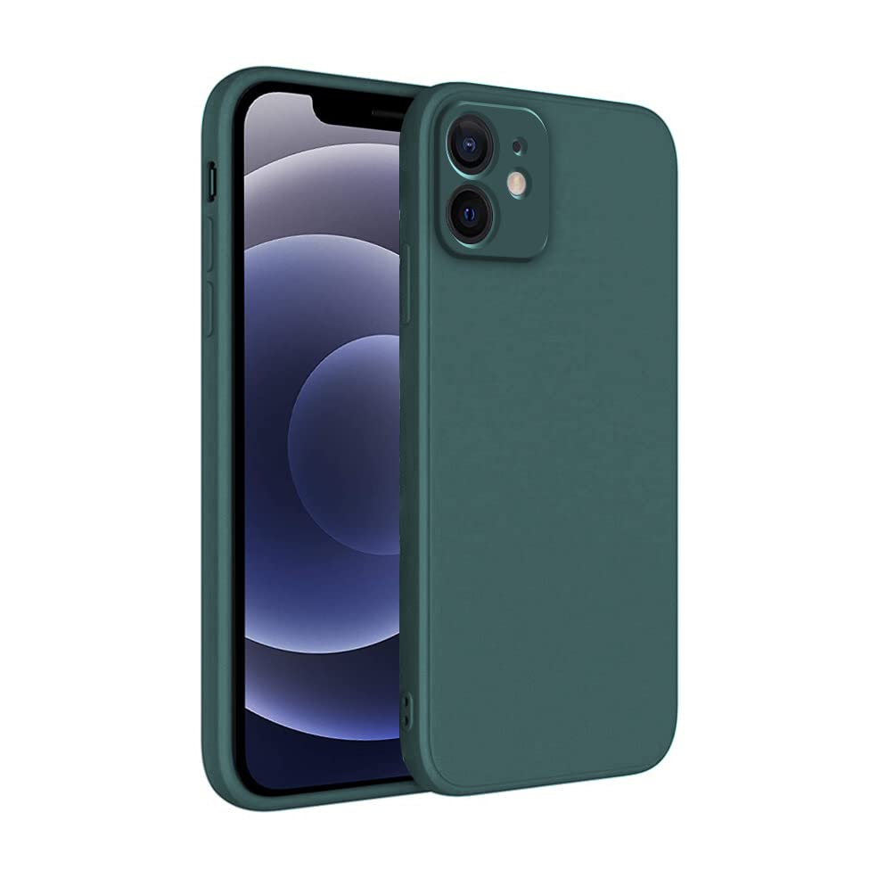 Image of Back Case Cover for iPhone 12 Mini Back Cover Case Camera Protection Soft Liquid Silicone Protective Back Cover Designed for iPhone 12 Mini (Green)