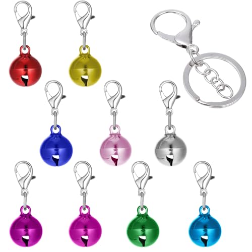 Teaaha Cat Collar Bell 18PCS Small Loud Multicolor Dog Bells for Pet Tracking Anti Lost Training, Pets Pendant Accessories Anti Theft Bells Charm for Little Dogs & Cats, with 2 Pack Keychain