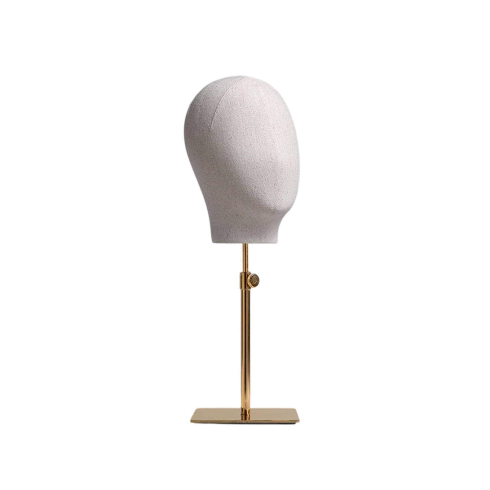 Testa Porta Parrucche Elegante Testa Espositrice con Piedistallo Multiuso Espositore per Collezionisti , Lino Bianco