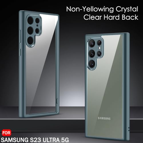 Image of TheGiftKart Ultra-Hybrid Shockproof Back Cover Case for Samsung Galaxy S23 Ultra 5G | Camera Protection Bump | Hard Cover Case for Samsung S23 Ultra (PC & TPU, Crystal Clear Back, Light Green Sides)