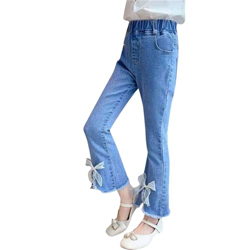 Moonker Bell Bottom Jeans Girls Cute Skinny Bow Raw Hem Leggings Stretch Slim Thin Streetwear Hight Waist Flared2