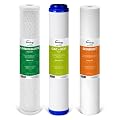 iSpring F3WCB32KS 20" x 2.5" Whole House Water Filters for WCB32 Series Water Filter Systems, Includes Sediment, GAC+KDF, and Carbon Block Filters