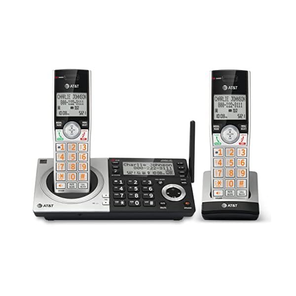 AT&T CL83207 DECT 6.0 Expandable Cordless Phone with Smart Call Blocker, Silver/Black with 2 Handsets