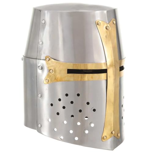 vidaXL Fantasy Wikingerhelm Helm Kriegerhelm Stahlhelm Antik Replik für LARP Cosplay Halloween-Party Wikinger-Helm Normannen Ritterhelm Rüstung Reenactment Silbern Stahl