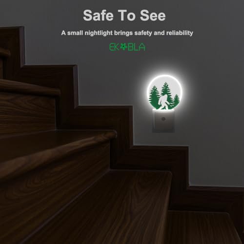 Image of EKOBLA Bigfoot Night Light, Sasquatch in Green Forest Night Lights Plug Into Wall with Auto Sensor for Bedroom, Bathroom and Kitchen