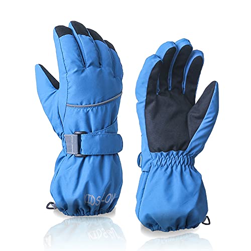 Skihandschuhe Kinder, wasserdichte und Winddichte Verdickt Winterzeit Handschuhe für 7-11 Jahre Jungen und Mädchen im Outdoor Sport Skifahren Wandern Radfahren Cover