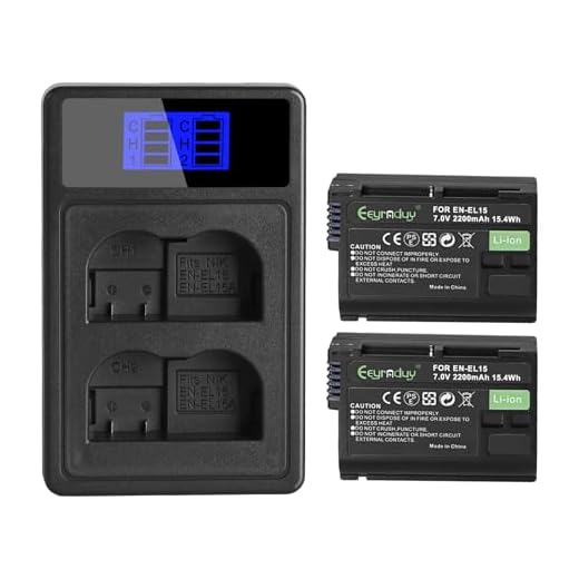 Eeyrnduy EN-EL15 2-Pack Batteries and Charger Set for Nikon Z6 z6ii Z7 z7ii Z8 D750 D850 D7000 D7500 D7100 D7200 D500 D600 D610 D800 D810 D850 Camera 2200mAh