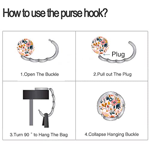 Image of Foldable Purse Hook Womens Bag Table Hanger Collection - 3pack Pretty Floral Hooks