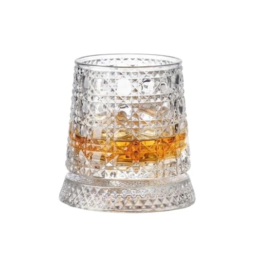 Frilla GLASORA Bicchiere da Whisky Rotante in Cristallo, Bicchiere da Rum e Whisky Elegante con Base Girevole, Bicchieri Whisky Particolari per Whisky e Rum