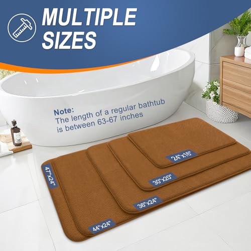 Image of OLANLY Thick Memory Foam Bath Mat Rug 30x20, Extra Soft Absorbent Bathroom Rug, Quick Dry Bath Mats, Non-Slip, Machine Washable Carpet for Bathroom, Tub and Shower, Home Decor Accessories, Ochre