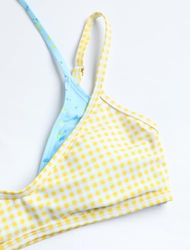 Image of ZAFUL Women's Polka Dot Bikini Set Double Layer Halter Swimsuit Colorblock Side Tie 2 Piece Bathing Suit