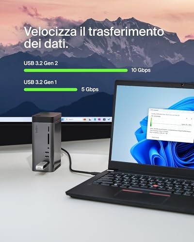 Hub USB-C, Dock 11 in 1 GaN USB-C da 150 W Pro, docking station multiporta, porte USB-C, USB-A, Ethernet, SD, MicroSD, 3,5 mm, porte HDMI 4K per 3 display - Compatibile con MacBook Pro e altri - Hub USB - Immagine 5