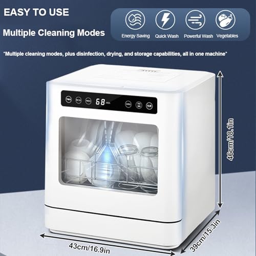 Mini lave-vaisselle de table compact automatique avec 5 modes de nettoyage - 4
