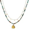 Plumiss Boho Handmade Natural Jasper Stone Beaded Crystal Mixed Strand Short Necklace for Women Girl