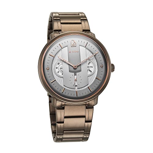 Titan Regalia Quartet Grey Dial Quartz Multifunction Stainless Steel Strap Watch for Men-1882QM01 - Image 2