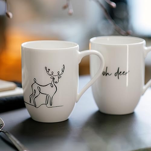 Villeroy & Boch – Statement Tassen Set "Rentier" 2 teilig Weihnachten, Weiß, Schwarz, Spülmaschinenfest, Mikrowellensicher, Geschenkset Tassen Weihnachten, Weihnachtstassen Rentier, Premium Porzellan – Bild 2