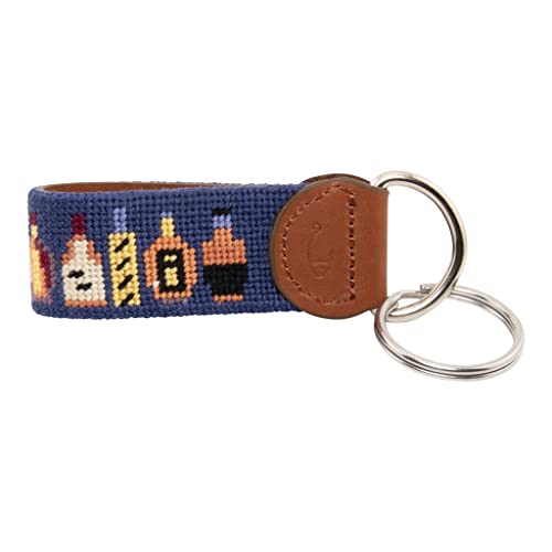Image of Leather Hand-Stitched Needlepoint Key Fob or Key Chain