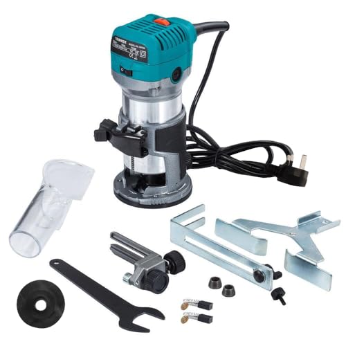 Anesty Palm Router Trimmer, Woodworking Hand Router with Trimmer Base, Handheld Wood Compact Trim Router Power Routers Tool with 15pcs 6.35mm Router Bit Set 7 Anesty Palm Router Trimmer, Woodworking Hand Router with Trimmer Base, Handheld Wood Compact Trim Router Power Routers Tool with 15pcs 6.35mm Router Bit Set - Image 7