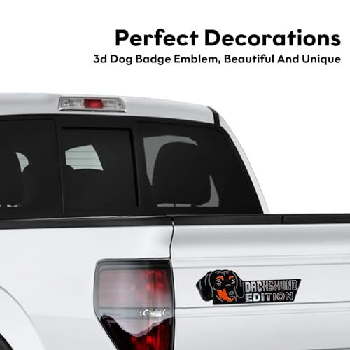Image of Dog Edition 3D Car Badge, Laser Cutting Metal Emblem, Cute Dogs Decals (Dachshund)
