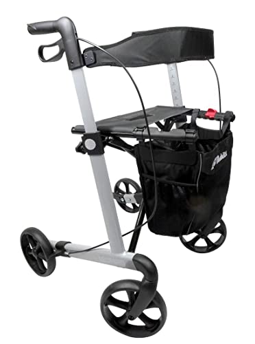 FabaCare Leichtgewichtrollator Leopard, Aluminium Rollator, Leicht, Faltbar, Innen und Außen, Vollausstattung, Belastbarkeit 150 kg, Platinsilber