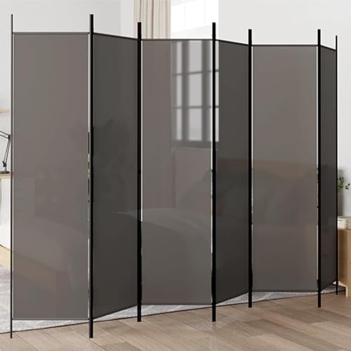 Biombo de 6 piezas, color antracita, 300 x 200 cm, tela plegable, pared española, vestidor, ducha de jardín, protección visual, biombo exterior, resistente a la intemperie, versátil protección visual