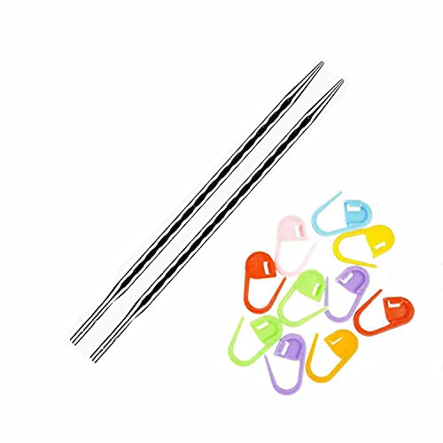 addi Agujas de tejer intercambiables puntas circulares cohete 2 cuadrados cortos 9 cm, tamaño US 10.5 (6.5 mm) paquete con 10 marcadores Artsiga Crafts