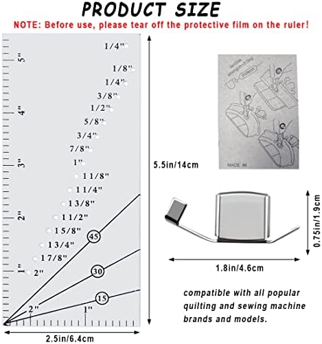 Seam Allowance Ruler and 2 Pack Magnetic Seam Guide, Straight Line Hems Sewing Ruler and Perforated Seam Gauge from 1/8 to 2 Inch for Quilts, Apparel and Caps