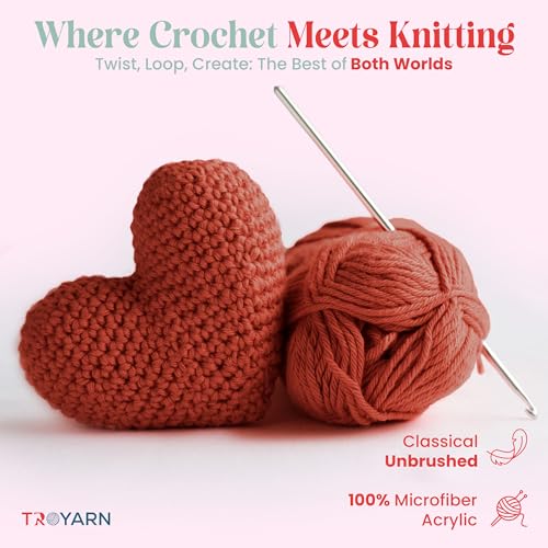 Image of TROYARN Summer (2- Skeins Pack) Silk Effect Hand Knitting Yarn Crochet Art Lace Craft 100% Microfiber Acrylic 2x100 gr (2x383 yds) (105036 - Terra)