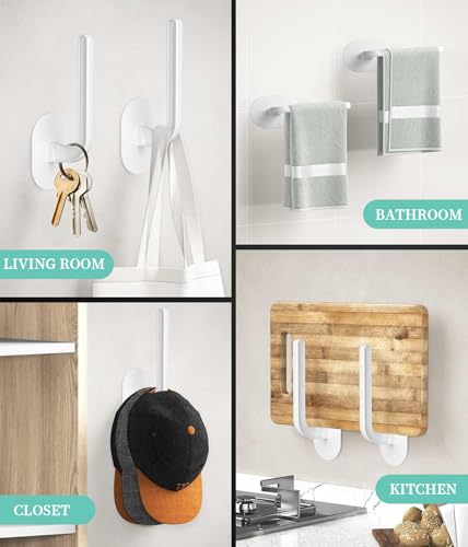 Eiito Huthaken zur Aufbewahrung von Kappen, Mehrzweck-Hut-Organizer, stark haftende Hutablagen für die Wand, zwei Montagemöglichkeiten, Wohnmobil-Organisation und Aufbewahrungshaken (weiß), 4 Stück