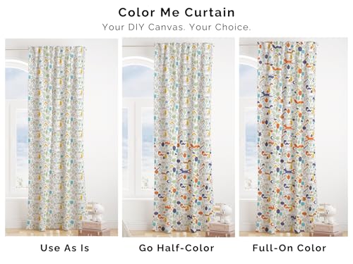 Image of Tranquebar Curtain Co.Kids ColorMe DIY Curtains,Kids Room Curtain,60-65% Room Darkening, Multicolor Animal Print,Cotton Curtains 5 Feet Long Set of 2,BackTab Loops, Design- ColorMe(152 cm)-Set of 2