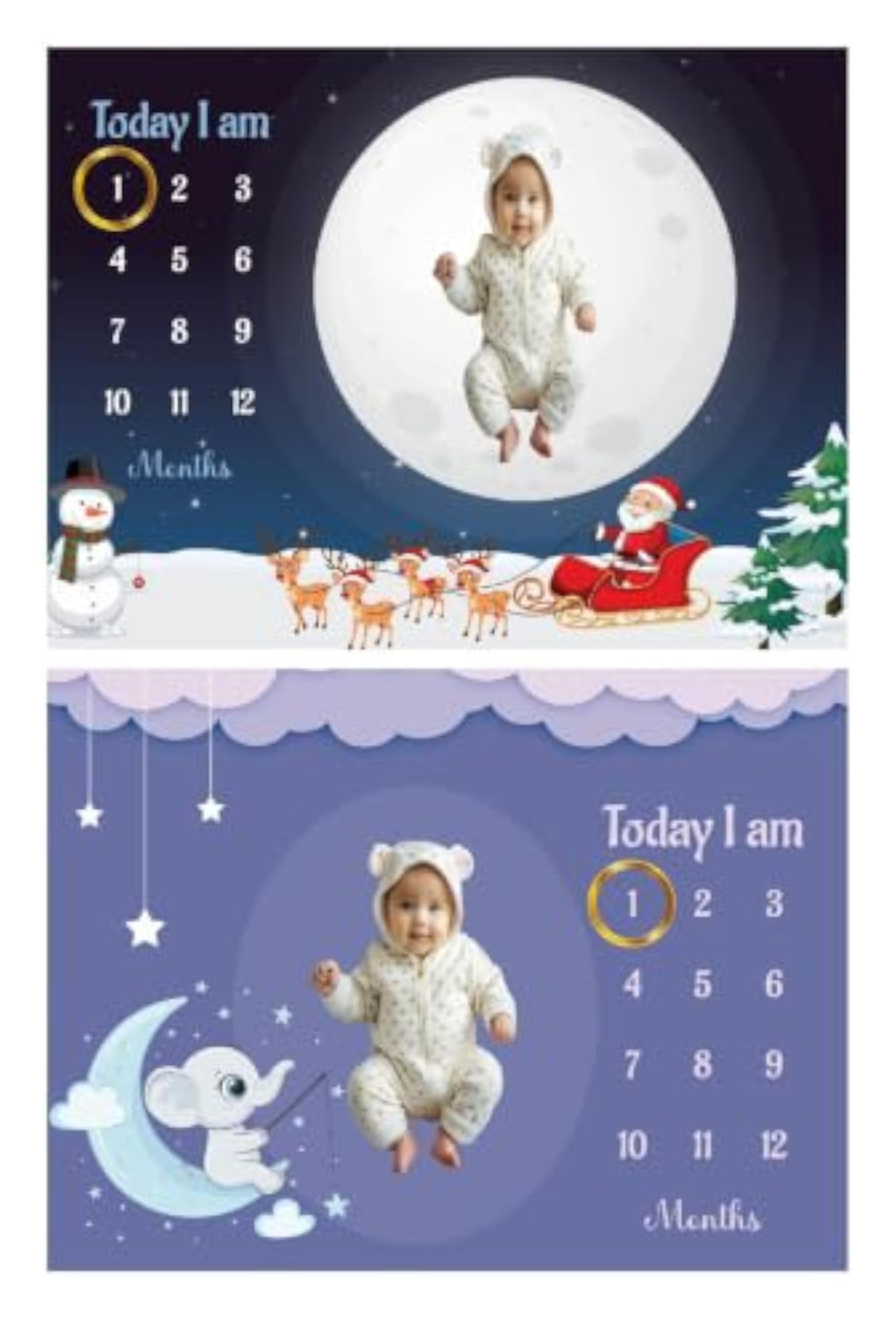 Baby Monthly Milestone Blanket Combo, Moon & Night Theme