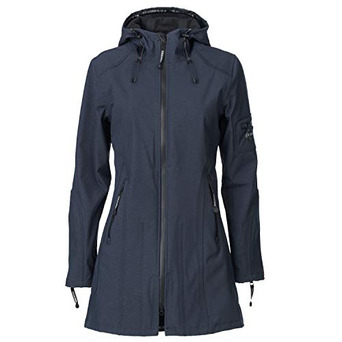 Ilse Jacobsen Damen Parka mit Kapuze | Outdoor Regenjacke wasserdicht, Winddicht, atmungsaktiv | Softshell 100% Polyester | RAIN07 Blau 42