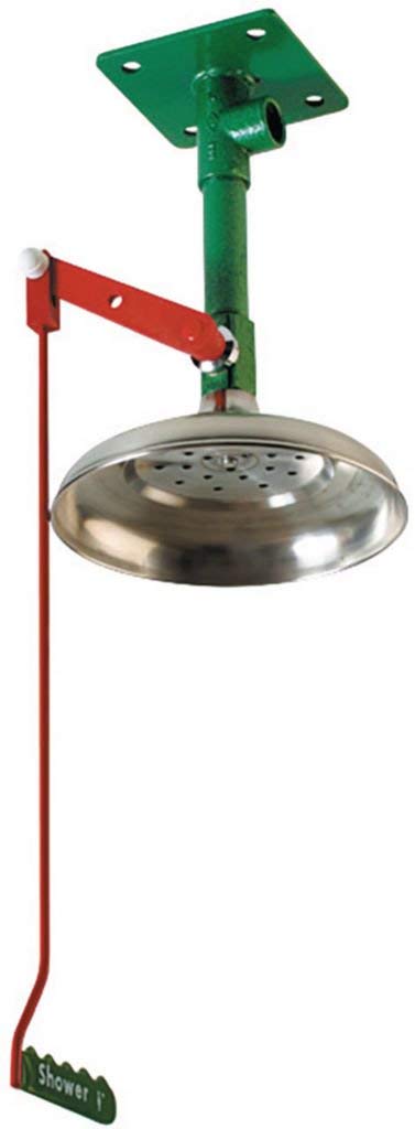 Justrite 30077 Drench Shower, Ceiling Mount, Stainless Steel Pipe, Nozzle: Nylon 6, Pipe: Polished Brush
