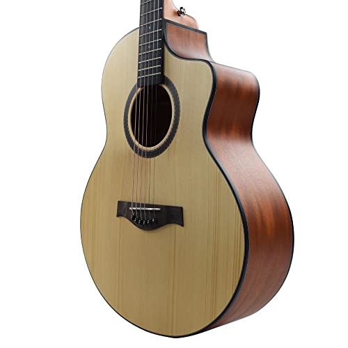 Image of Vault EA40 41 inch Premium Solid Spruce-Top Cutaway Acoustic Guitar - Natural