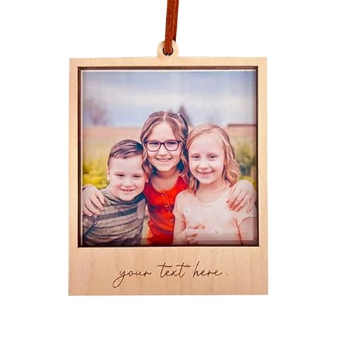 Christmas Tree Photo Ornaments - Wooden Frame Decorations, Family Picture Pendants for Trees