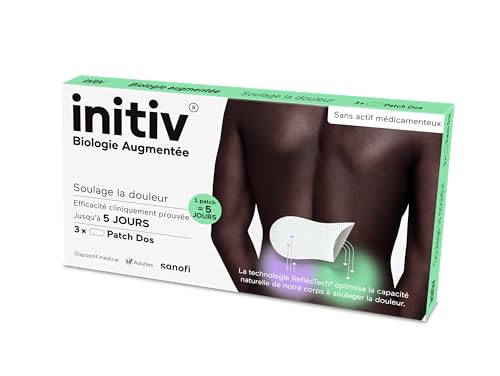 Initiv Patch dos – Soulage la douleur jusqu’à 5 jours – Dispositif Médical – Patch résistant à l’eau, sans effet chauffant, ni refroidissant - Boîte de 3 patchs - Sans actif médicamenteux - Adultes